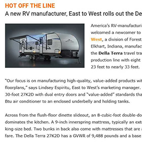 Trailer Life East To West Rolls Out the Della Terra